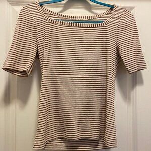 Faherty Square Neck Short Sleeve Rib Top (M)